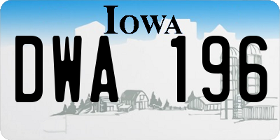 IA license plate DWA196