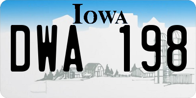IA license plate DWA198