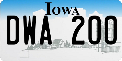 IA license plate DWA200
