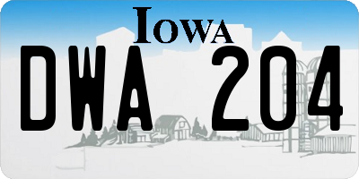 IA license plate DWA204