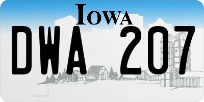 IA license plate DWA207