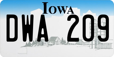 IA license plate DWA209