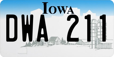 IA license plate DWA211