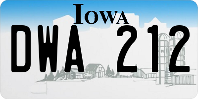IA license plate DWA212