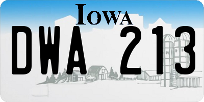 IA license plate DWA213
