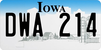 IA license plate DWA214