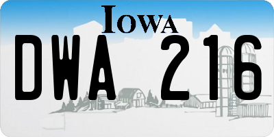 IA license plate DWA216