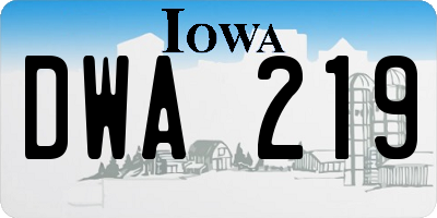 IA license plate DWA219