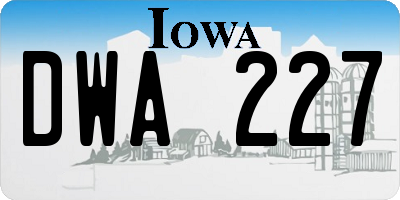 IA license plate DWA227