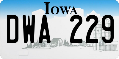 IA license plate DWA229