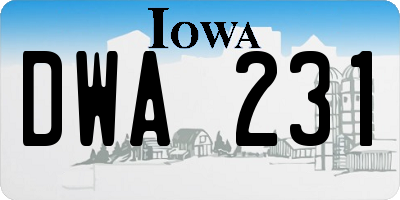 IA license plate DWA231