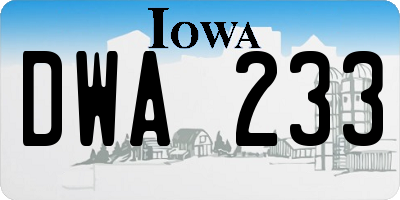IA license plate DWA233