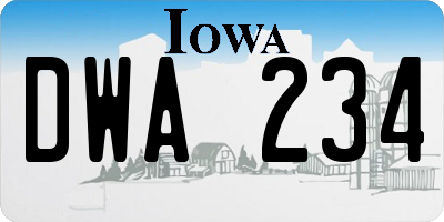 IA license plate DWA234