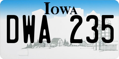 IA license plate DWA235