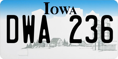 IA license plate DWA236
