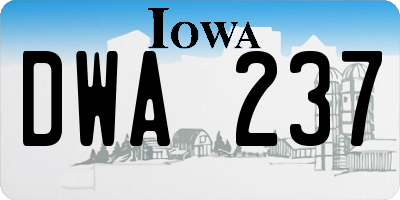 IA license plate DWA237