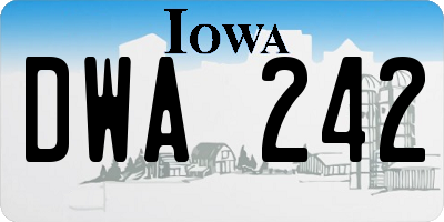 IA license plate DWA242