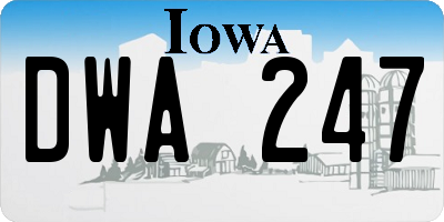 IA license plate DWA247