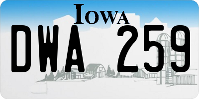 IA license plate DWA259