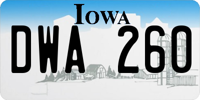 IA license plate DWA260