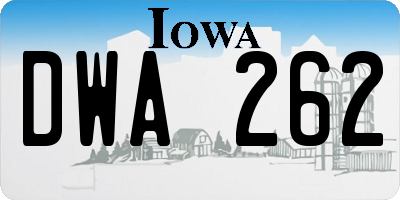 IA license plate DWA262