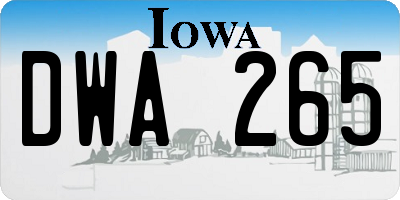IA license plate DWA265