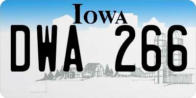 IA license plate DWA266