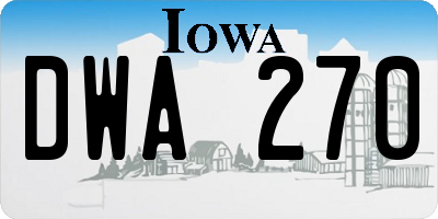 IA license plate DWA270