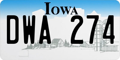 IA license plate DWA274