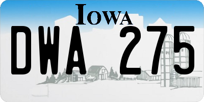 IA license plate DWA275