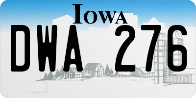 IA license plate DWA276