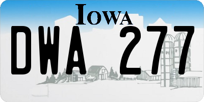 IA license plate DWA277