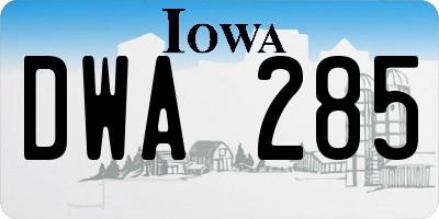 IA license plate DWA285