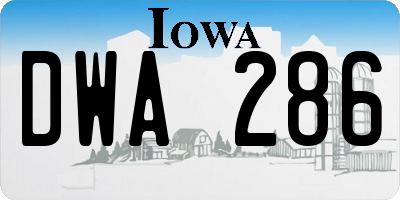 IA license plate DWA286