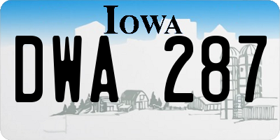 IA license plate DWA287