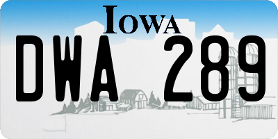 IA license plate DWA289