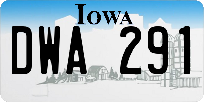 IA license plate DWA291