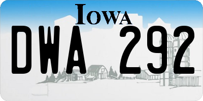 IA license plate DWA292