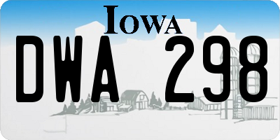 IA license plate DWA298