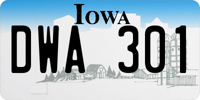 IA license plate DWA301