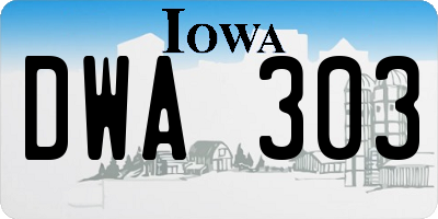 IA license plate DWA303