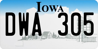 IA license plate DWA305