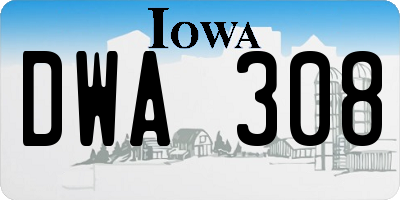IA license plate DWA308
