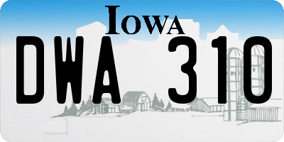 IA license plate DWA310