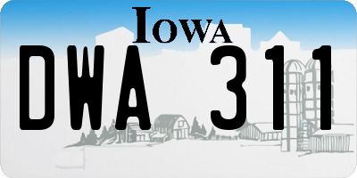 IA license plate DWA311