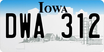 IA license plate DWA312