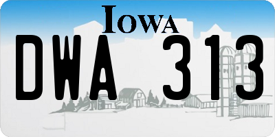IA license plate DWA313