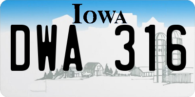 IA license plate DWA316