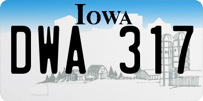 IA license plate DWA317