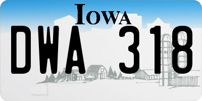 IA license plate DWA318